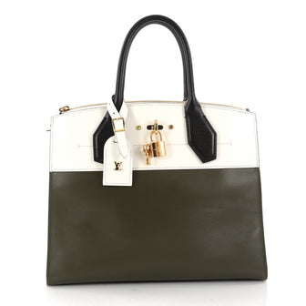 Louis Vuitton City Steamer Handbag Leather MM Green 3019501