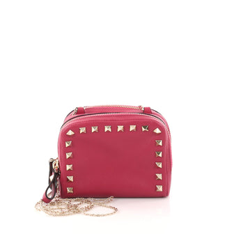 Valentino Rockstud Camera Chain Crossbody Bag Leather Red 3019603