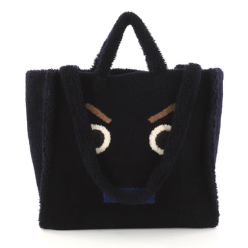 Fendi Faces Tote Shearling Large Blue 3019701