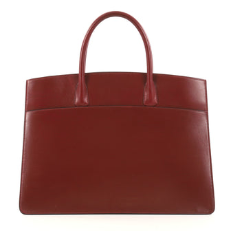 Hermes White Bus Handbag Leather 39 Red 3020101