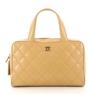 Chanel Surpique Zip Around Satchel Quilted Leather 3020304