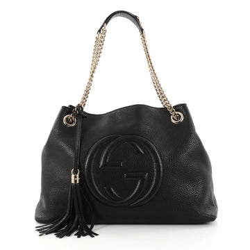 Gucci Soho Chain Strap Shoulder Bag Leather Medium Black 3020601