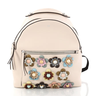 Fendi By The Way Flowerland Backpack Embellished Leather Neutral 3020902