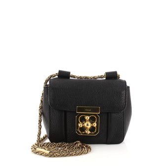 Chloe Elsie Chain Shoulder Bag Leather Mini Black 3021501
