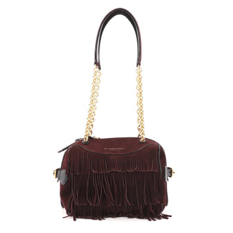 Burberry Alchester Chain Bowling Bag Suede Mini Purple 3022704