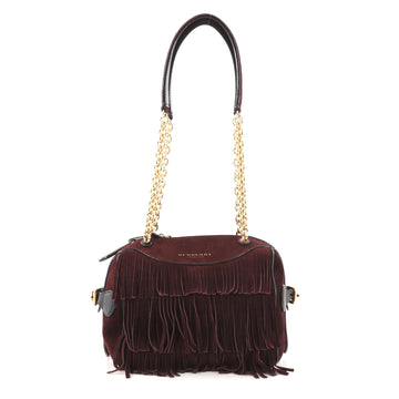 Burberry Alchester Chain Bowling Bag Suede Mini Purple 3022704