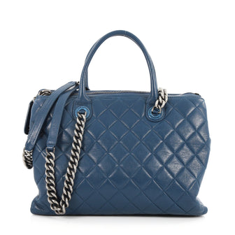 Chanel Boy Chained Tote Quilted Calfskin Medium Blue 3028501