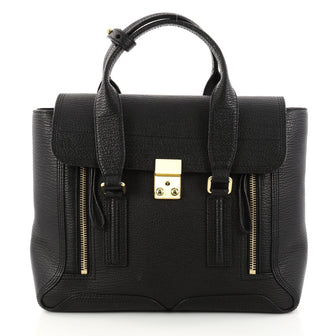 3.1 Phillip Lim Pashli Satchel Leather Medium Black 3031601