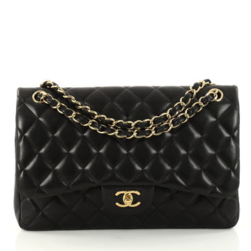 Chanel Classic Double Flap Bag Quilted Lambskin Jumbo Black 3032001