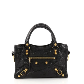Balenciaga City Giant Studs Handbag Leather Mini Black 3035201