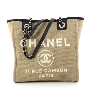 Chanel North South Deauville Chain Tote Canvas Small 3035303
