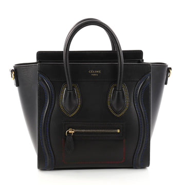 Celine Multicolor Double Stitch Luggage Handbag Leather Nano 30361/01