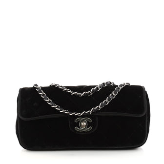 Chanel Vintage CC Flap Bag Quilted Velvet East West 3036702