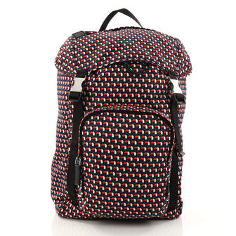 Prada Double Buckle Backpack Printed Tessuto Large 30368/01
