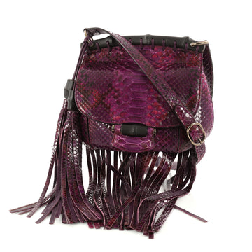 Gucci Nouveau Fringe Crossbody Bag Python Small Purple 3039201