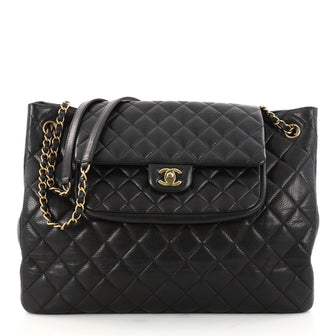 Chanel Classic Flap Shopping Tote Quilted Caviar Large Black 3041301