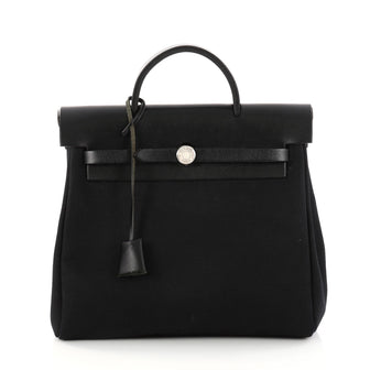 Hermes Herbag Toile and Leather PM Black 3041503
