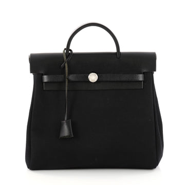 Hermes Herbag Toile and Leather PM Black 3041503