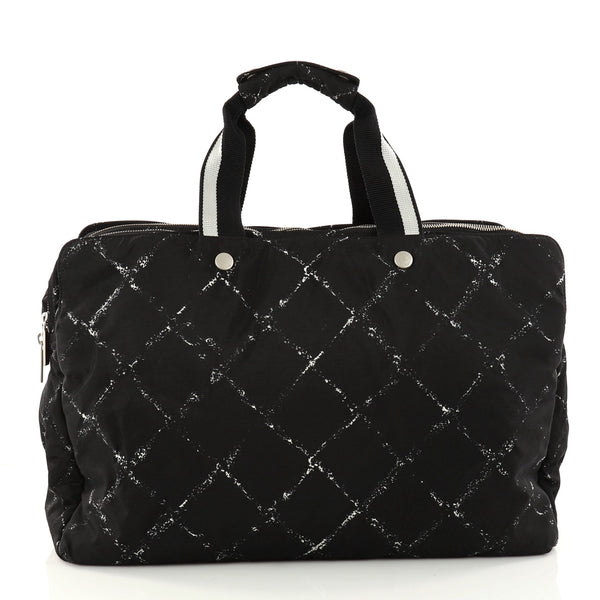 Buy Chanel Travel Line Boston Bag Printed Nylon Medium Black 3041504