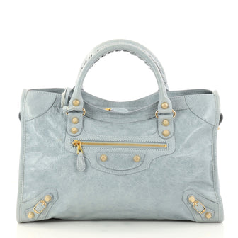 Balenciaga City Giant Studs Handbag Leather Medium Blue 3043004
