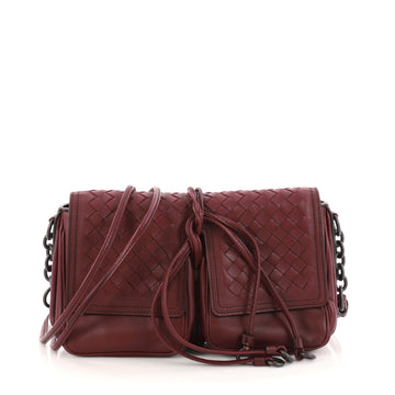 Bottega Veneta Double Pocket Flap Crossbody Leather and Intrecciato Nappa Small 30432/02