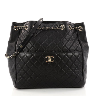 Chanel Drawstring CC Lock Bucket Bag Quilted Lambskin 3043802
