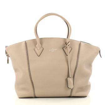 Louis Vuitton Soft Lockit Handbag Leather MM Brown 3043902