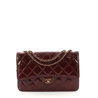Chanel CC Eyelet Wallet On Chain Quilted Patent Red 3044902