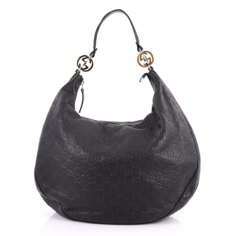 Gucci Twins Hobo Guccissima Leather Medium Black 3045102