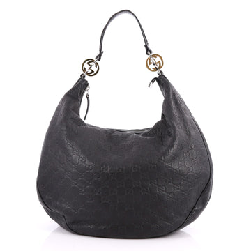 Gucci Twins Hobo Guccissima Leather Medium Black 3045102