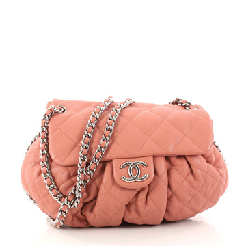 Chanel Chain Around Flap Bag Quilted Leather Medium Pink 3045411