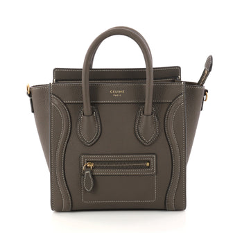 Celine Luggage Handbag Grainy Leather Nano Gray 3047101