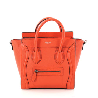 Celine Luggage Handbag Grainy Leather Nano Orange 3047801