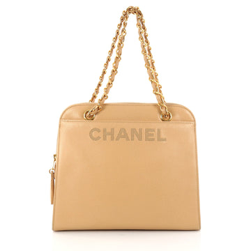 Chanel Vintage Logo Chain Tote Caviar Medium Neutral 3050102