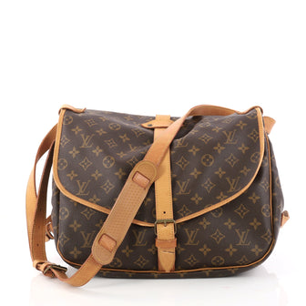 Louis Vuitton Saumur Handbag Monogram Canvas MM Brown 3051605