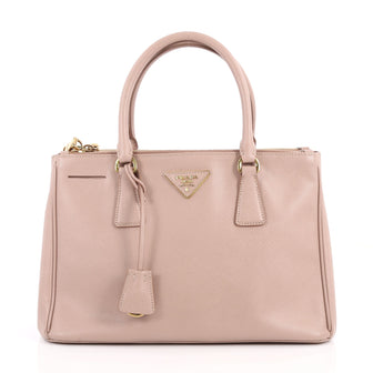 Prada Double Zip Lux Tote Saffiano Leather Small Pink 3052101
