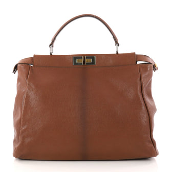 Fendi Peekaboo Handbag Leather Large Brown 3052801