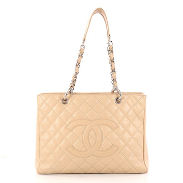 Chanel Grand Shopping Tote Quilted Caviar Beige