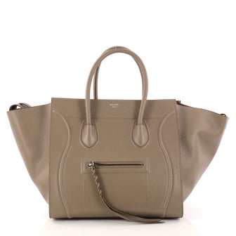 Celine Phantom Handbag Textured Leather Medium Brown 3054801