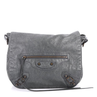 Balenciaga Folk Messenger Classic Studs Leather Gray 3056902