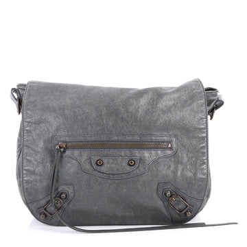Balenciaga Folk Messenger Classic Studs Leather Gray 3056902