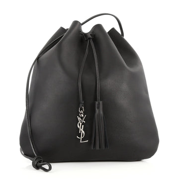 Saint Laurent Jen Flat Handbag Leather Medium Black 3058301