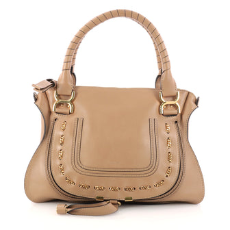 Chloe Marcie Satchel Leather with Chain Detail Medium Brown 3058701