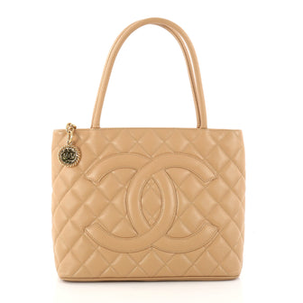 Chanel Medallion Tote Quilted Caviar Neutral 3059102