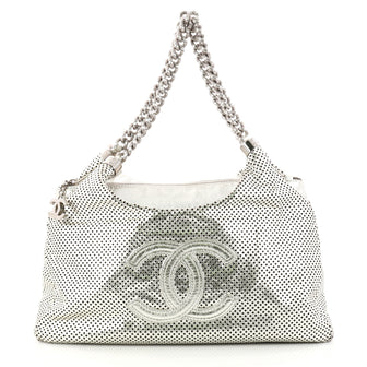 Chanel Rodeo Drive Hobo Perforated Leather Small Silver 3059801