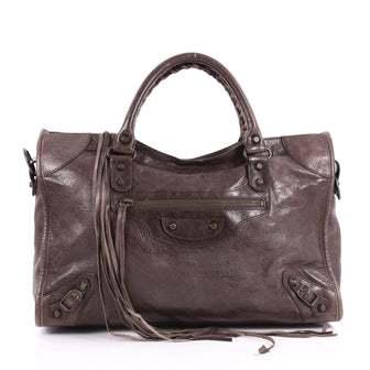 Balenciaga City Classic Studs Handbag Leather Medium Brown 3061403