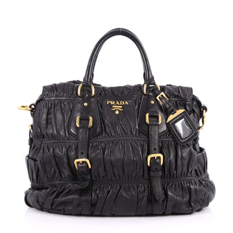 Prada Gaufre Convertible Tote Nappa Leather Large Black 3062202