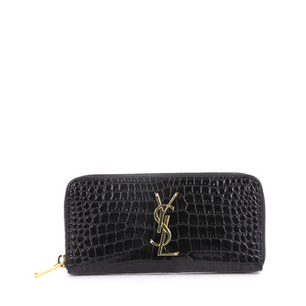  Saint Laurent Classic Monogram Zip Around Wallet Black 3063502