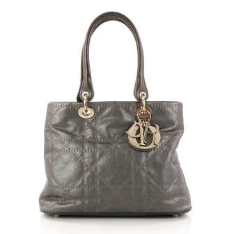 Christian Dior Lady Dior Soft Tote Cannage Quilt Canvas Gray 3063604