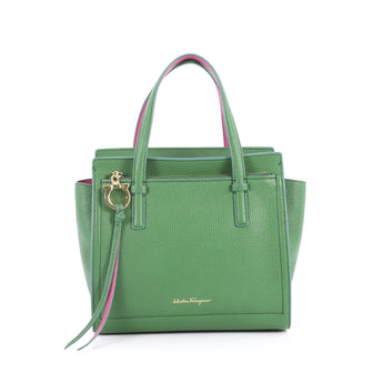 Salvatore Ferragamo Amy Tote Pebbled Leather Mini Green 3063703